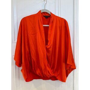 Boston Proper L/XL Surplice Front Orange Blouse EUC Statement Night Out Work